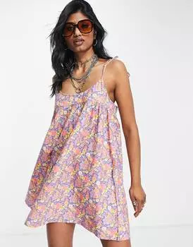 Разноцветное пляжное платье мини Topshop ditsy с цветочным принтом
