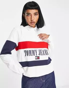 Разноцветное поло оверсайз с длинными рукавами Tommy Jeans