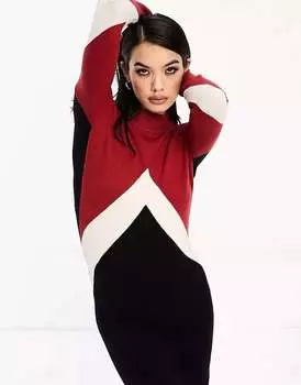 Разноцветное трикотажное платье макси в стиле колор-блок Vero Moda