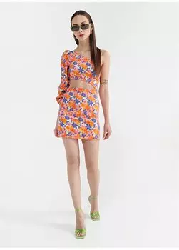 Разноцветное женское мини-облегающее платье на одно плечо RESSA Fabrika