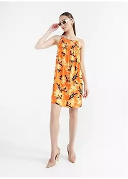 Разноцветное женское мини-платье на бретелях с квадратным воротником Fabrika