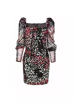 Разноцветное женское мини-платье с квадратным воротником и узором 75PAO937 Just Cavalli