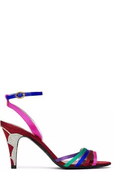 Разноцветные босоножки на каблуке Ladycrush из сатина Valentino Garavani