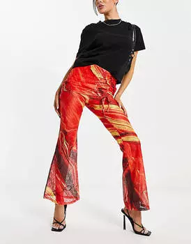 Разноцветные брюки с кружевной юбкой и принтом лавы Annorlunda