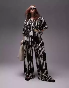 Разноцветные брюки Topshop Curve с широкими штанинами и широкими штанинами из атласного шнура