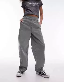 Разноцветные черно-белые брюки бананового цвета в тонкую полоску Topshop