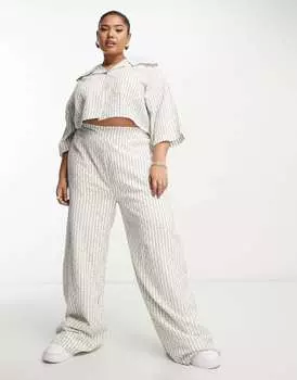 Разноцветные фактурные хлопковые широкие брюки Native Youth Plus