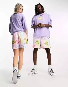 Разноцветные непринужденные короткие шорты ASOS Daysocial coord со сплошными принтами