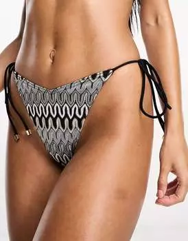 Разноцветные плавки бикини с вышивкой и завязками по бокам South Beach