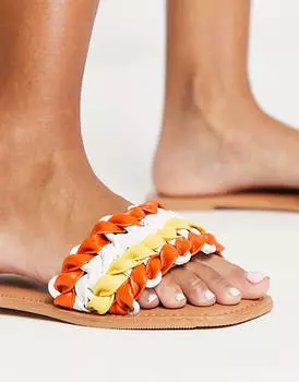 Разноцветные плетеные сандалии на плоской подошве ASOS DESIGN Flora
