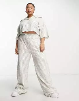 Разноцветные широкие брюки из фактурного хлопка Native Youth Plus