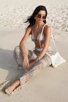 Разноцветные широкие брюки крючком QUIZ Clothing