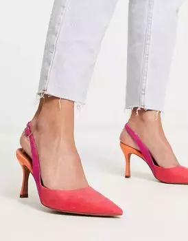 Разноцветные туфли на высоком каблуке ASOS Samber с каблуком-шпилькой и ремешком на пятке