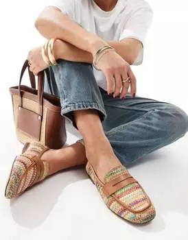 Разноцветные узкие лоферы из рафии ASOS DESIGN Maddox