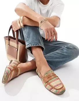 Разноцветные узкие лоферы из рафии ASOS DESIGN Maddox