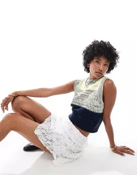 Разноцветный джемпер в массивную полоску без рукавов Urban Revivo