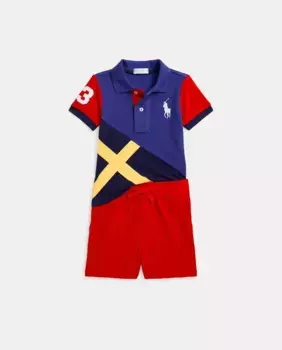 Разноцветный хлопковый комплект для мальчика Polo Ralph Lauren, мультиколор