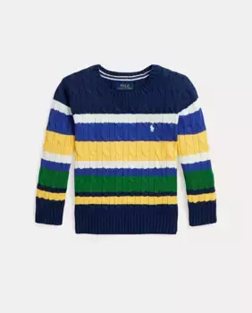 Разноцветный хлопковый свитер для мальчика с косами Polo Ralph Lauren, мультиколор
