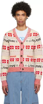 Разноцветный кардиган с графическим рисунком GANNI