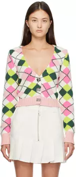 Разноцветный кардиган с ромбами GANNI