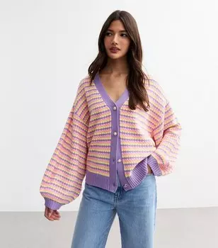 Разноцветный кардиган в полоску с объемными рукавами Sunshine Soul Sunshine Soul, мультиколор