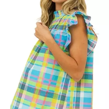 Разноцветный клетчатый топ BiBi, мультиколор