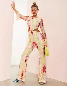 Разноцветный комбинезон с радужной отделкой ASOS LUXE