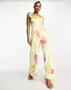 Разноцветный комбинезон с широкими штанинами и цветочным принтом The Frolic Bloom
