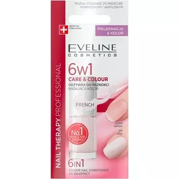 Разноцветный кондиционер для ухода за ногтями Color Nail 6 в 1 French от Clear, 5 мл, Eveline