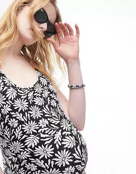 Разноцветный купальник с абстрактным цветочным принтом и овальной спинкой Topshop Maternity