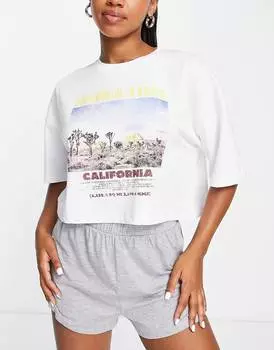 Разноцветный пижамный комплект с футболкой и леггинсами и шортами Topshop Joshua tree