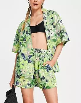 Разноцветный пляжный курортный комплект из гавайской рубашки и шорт Topshop