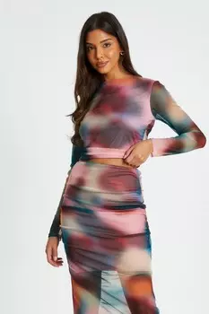 Разноцветный сетчатый топ Ombre Crop QUIZ Clothing