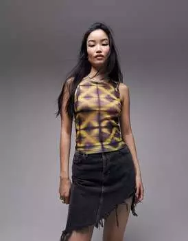 Разноцветный сетчатый жилет Topshop с ромбовидным принтом