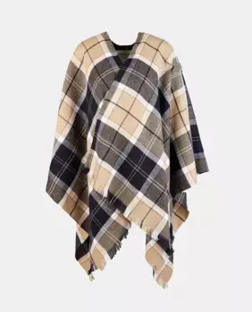 Разноцветный шарф в клетку с бахромой Barbour