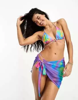 Разноцветный шифоновый саронг с психоделическим принтом для фестиваля Public Desire