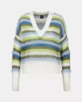 Разноцветный свитер с V-образным вырезом Hugo Boss, мультиколор