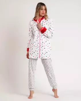 Разноцветный теплый женский халат с длинными рукавами Admas