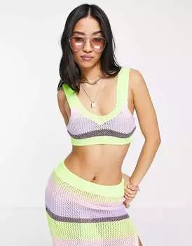 Разноцветный укороченный топ Miss Selfridge, связанный крючком