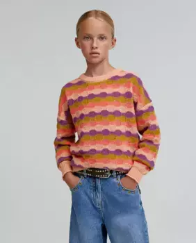 Разноцветный вязаный свитер для девочки Scalpers, мультиколор