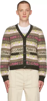 Разноцветный жаккардовый кардиган GANNI