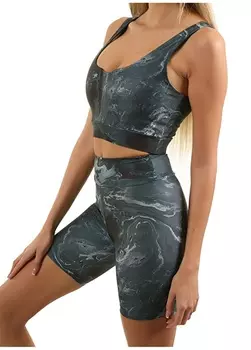 Разноцветный женский спортивный бюстгальтер с короткими узорами и V-образным вырезом Grab