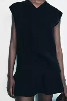 Разрезной топ ZARA, черный