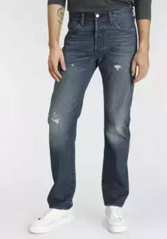 Разрушенные джинсы Levi's "501 VI'S ORIG" с фирменной этикеткой, цвет Medium Indigo Destructed