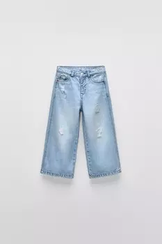 Разрывные широкие джинсы ZARA, синий