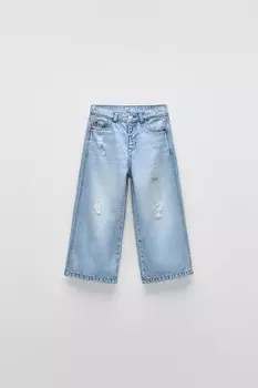 Разрывные широкие джинсы ZARA, синий