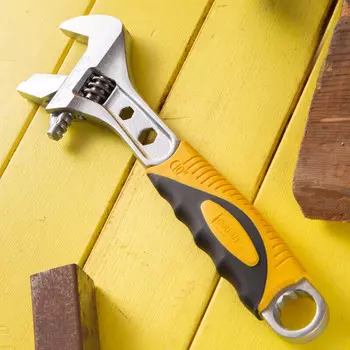 Разводной ключ двойного назначения для труб Deli, многофункциональный разводной ключ, ключ с гибкой пластиковой ручкой, 10 дюймов, DL0721