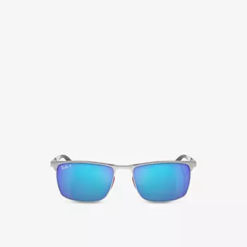 Rb3726m солнцезащитные очки scuderia ferrari в металлической прямоугольной оправе Ray-Ban, серебряный