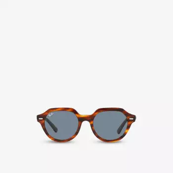 RB4399 Солнцезащитные очки Gina в черепаховой расцветке из ацетата квадратной оправы Ray-Ban, коричневый