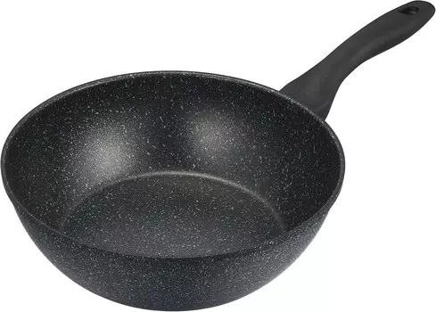 RB-1289 Легкая глубокая сковорода, 9,4 дюйма (24 см), специальная газовая сковорода-вок, не содержит ПФОК, обработана фторсодержащей смолой WAHEI FREIZ, Black (Black 19-3911Tcx)